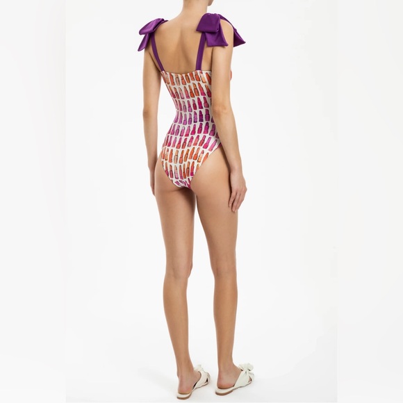 Adriana Degreas Lipstick Cut-Out Swimsuit With Bows - Picture 3 of 4